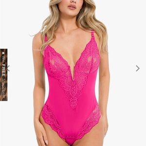 Elegant Pink Lace Bodysuit